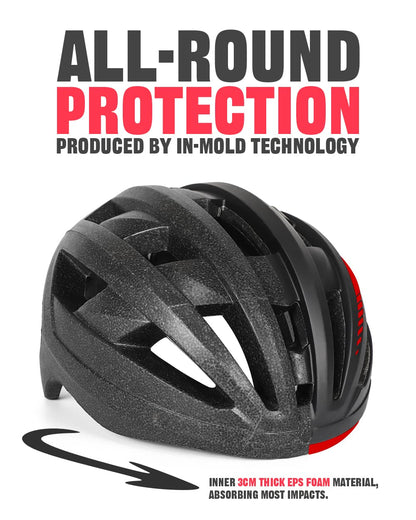 VICTGOAL MTB Fahrradhelm mit Magnetvisier und LED, M, Schwarz Rot