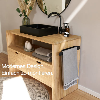 Designfabrik Hamburg Handtuchhalter ohne Bohren – Schwarz 40cm (2er Set)