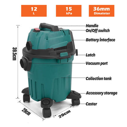 Makita 18V kompatibler Akku-Handstaubsauger 12L bürstenlos 180W