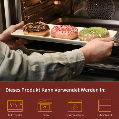 WishDeco Servierplatte 3er Set Porzellan, rechteckig, weiss, 35x15 cm