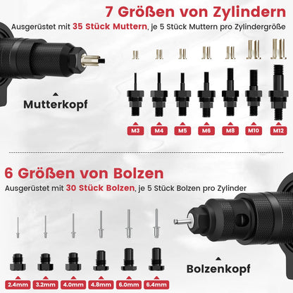 Beaspire 2-in-1 Nietaufsatz & Nietmutternzange für Akkuschrauber