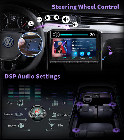 URVOLAX DAB+ Autoradio UR95C, 9 Zoll Doppel-DIN für VW, Skoda, Seat