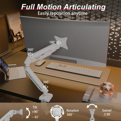 Fydeamer Gasfeder Monitorhalterung Einzel 17-35 Zoll – Weiss