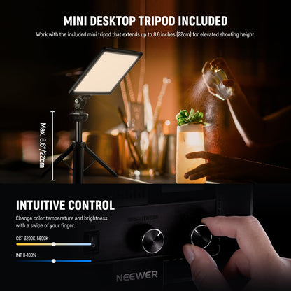 NEEWER NL-116AI LED Videolicht Panel mit Mini Stativ 3200-5600K