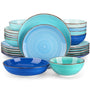 vancasso Bonita Geschirrset 24-tlg. Steingut Tafelservice 6 Personen, in Blau mit Spiral-Design
