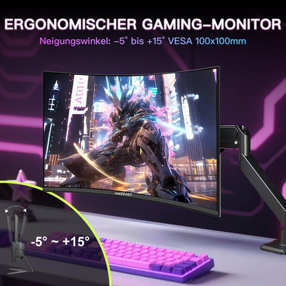 Amzfast AMZG27C1 Curved Gaming Monitor - 27 Zoll, 180Hz