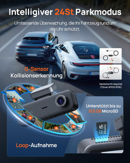 70mai T800E 4K 3-Kanal Dashcam mit HDR, GPS und 64GB SD-Karte