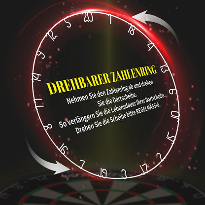 WIN.MAX Bristle Dartscheibe Set mit 6 Steeldarts und 12 Flights