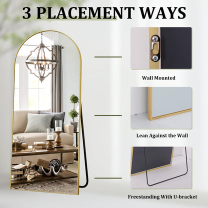 BEAUTYPEAK Grosser Bogen Ganzkörperspiegel 180x76 cm Gold