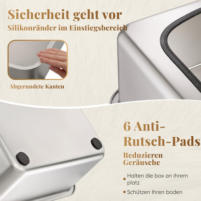 PRIORPET Katzenklo Edelstahl XXL mit hohem Rand, Schaufel und Matte