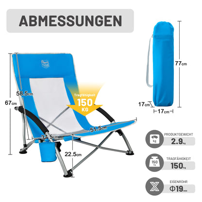 TIMBER RIDGE Strandstuhl klappbar 2er-Set mit Getränkehalter
