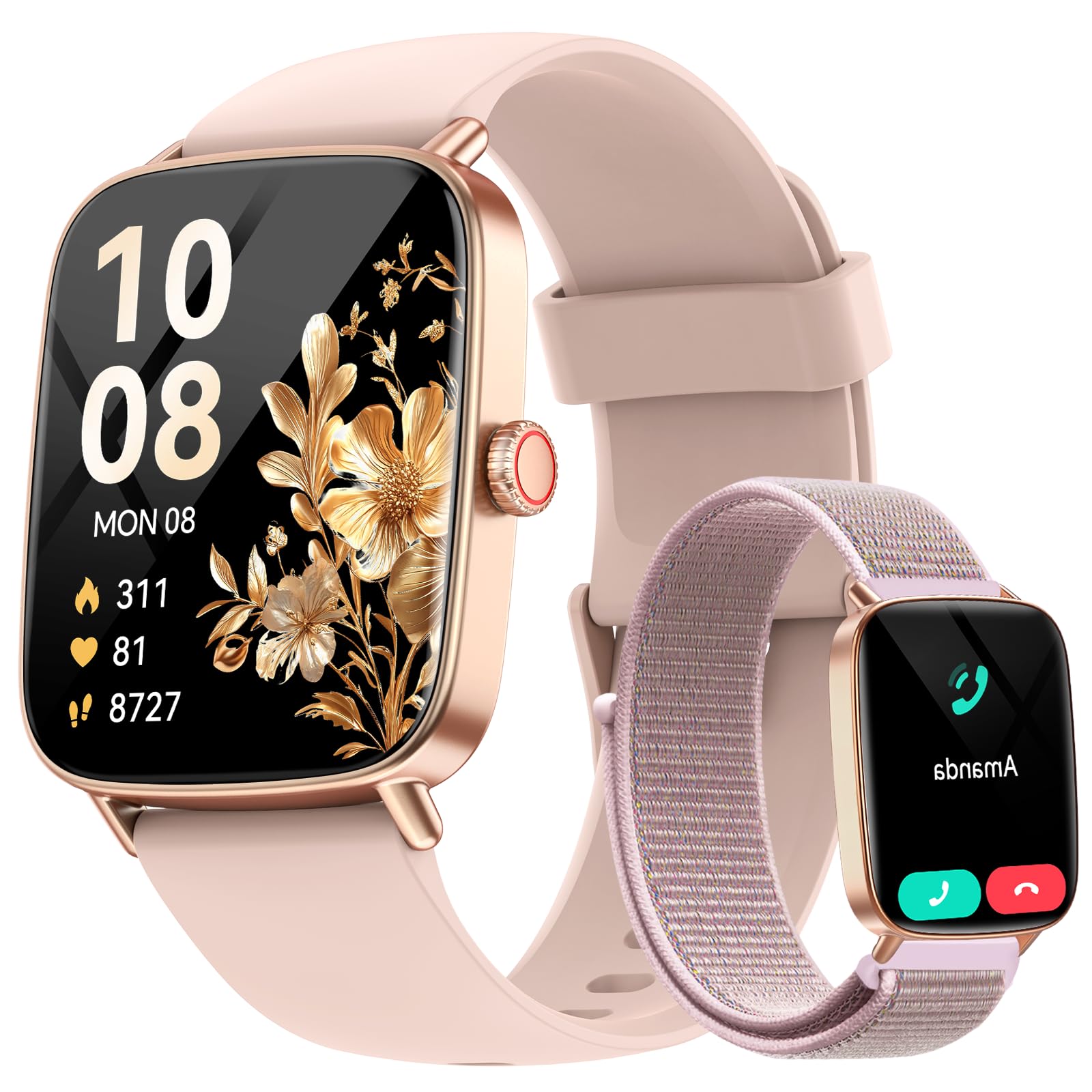 AEAC Smartwatch Damen mit Telefonfunktion, 1.85" HD, IP68 wasserdicht mit grossem HD-Touchscreen