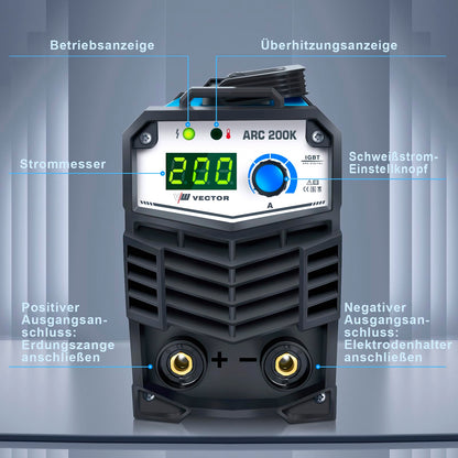 Vector Welding ARC200K MMA Schweissgerät - 200A Set