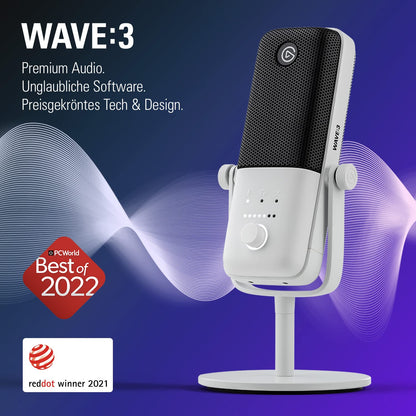 Elgato Wave:3 USB Kondensatormikrofon für Streaming - Weiss