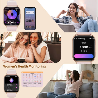 SLOKSFil Smartwatch G91 Damen mit Telefonfunktion, 1,83 Zoll, Roségold