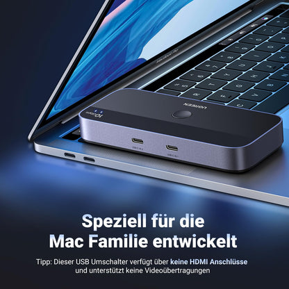 UGREEN USB C Umschalter 2PC 2x4 USB 3.2 10Gbps mit Kontroller