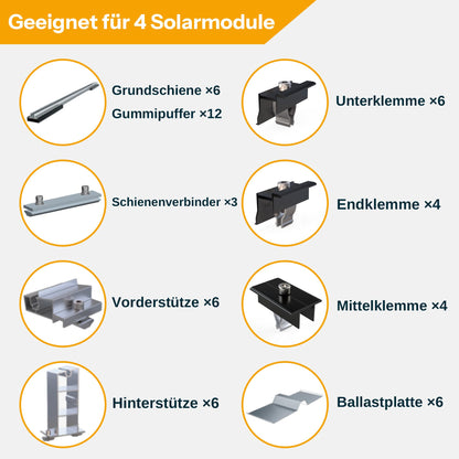 ALLDREI Balkonkraftwerk Halterung für 4 Solarpanel - Aluminium