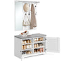 VASAGLE Schuhbank mit Wandgarderobe, Garderoben-Set mit Spiegel, weiss