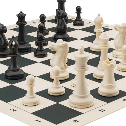 A&A Turnier-Schachspiel mit Silikon-Schachbrett und Staunton-Figuren