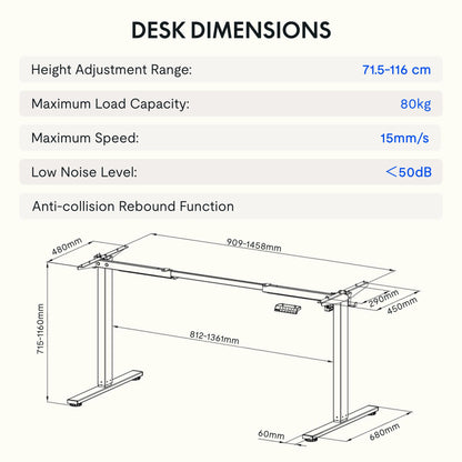 FlexiSpot Höhenverstellbares Schreibtisch Gestell - Schwarz