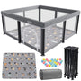 SPRX Baby Laufstall faltbar mit Matte, 127 x 127 cm, inkl. 30 Bälle – Spielbereich mit Netzseiten
