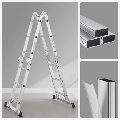 SONGMICS Alu Mehrzweckleiter GLT36M – 12 Stufen, 6 Positionen