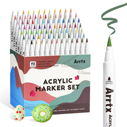 Arrtx Acrylstifte Marker Pinselspitze wasserfest - 90 Farben
