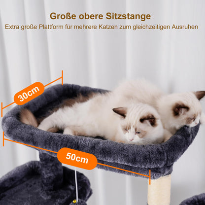 Heybly HCT033G Katzenkratzbaum 200 cm - Mehrstöckig, Rauchgrau