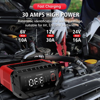 HTRC 30A Batterieladegerät 6V/12V/24V für Auto Motorrad