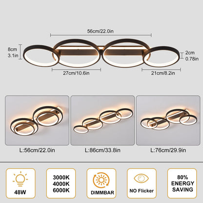 Design Ringform Dimmbar LED Deckenleuchte - 4-flammig Schwarz 86cm