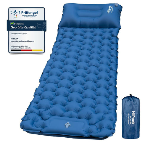 HiiPeak Isomatte aufblasbar mit Fusspumpe, Kopfkissen, 195 x 65 cm – wasserdichte Camping-Schlafmatte aus Nylon