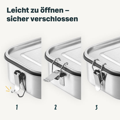 SILBERTHAL Brotdose Edelstahl Lunchbox mit Fächern – 3er Set