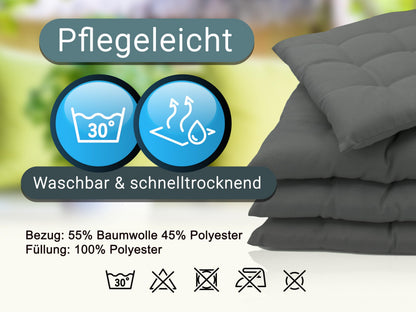 ZOLLNER Sitzkissen 8er Set 40x40 cm mit Bindebändern, Graphit