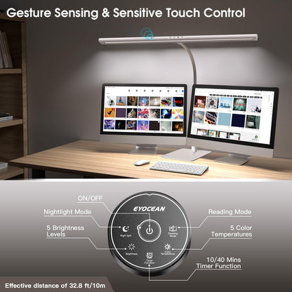 EYOCEAN LED Monitor Schreibtischlampe Gestensteuerung - Mattweiss
