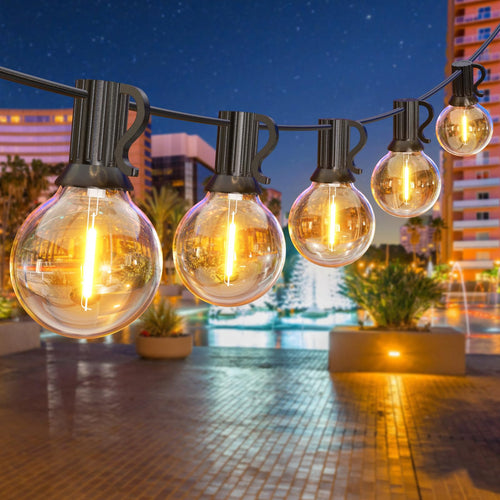 GPATIO LED Lichterkette Aussen 18 m mit 30+1 G40 Birnen, IP45 mit warmweissen Kunststoffbirnen