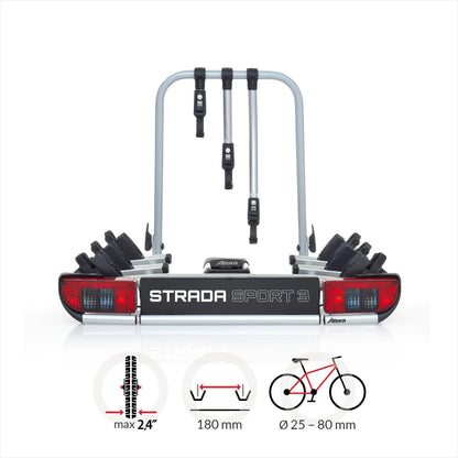 Atera Strada Sport 3 Kupplungsträger für 3 Fahrräder - silber