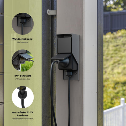 ledscom.de PIWI Aufputz-Steckdose aussen IP44 2-fach anthrazit 2er-Set