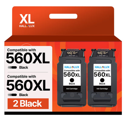 HALLOLUX Kompatibel 560 XL Schwarz Druckerpatronen für Canon (2er-Pack): Rechteckige Patronen zur Tintenversorgung.
