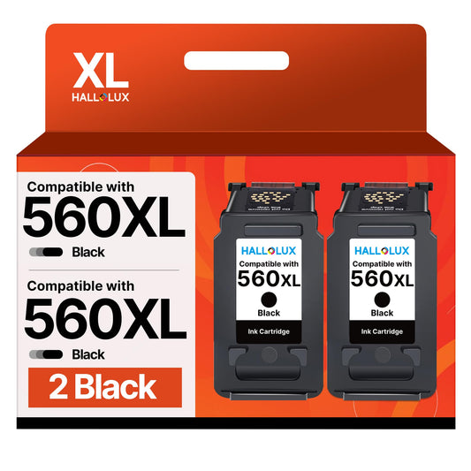 HALLOLUX Kompatibel 560 XL Schwarz Druckerpatronen für Canon (2er-Pack): Rechteckige Patronen zur Tintenversorgung.