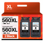 HALLOLUX Kompatibel 560 XL Schwarz Druckerpatronen für Canon (2er-Pack): Rechteckige Patronen zur Tintenversorgung.