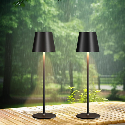 PreeOtti Akku LED Tischlampe kabellos 2er Set, Touch dimmbar, schwarz