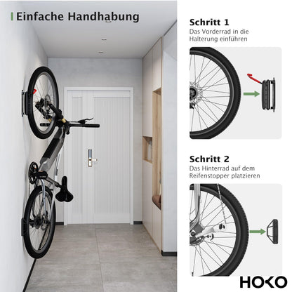 HOKO VELO 30 Fahrrad-Wandhalterung 4er Set schwenkbar bis 30 kg