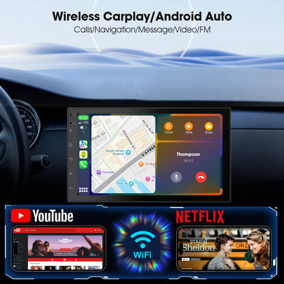 Haudio 7 Zoll 2 Din Android Radio - Wireless CarPlay/AA + Kamera