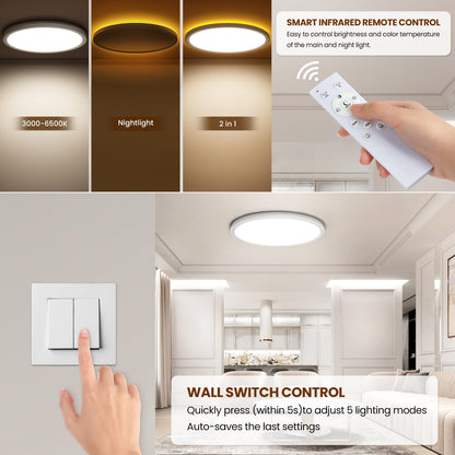 Tyreses LED-Deckenleuchte dimmbar 36W mit Fernbedienung, Ø 40 cm