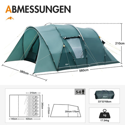 Portal Tunnelzelt Familienzelt - 6 Personen Stehhöhe