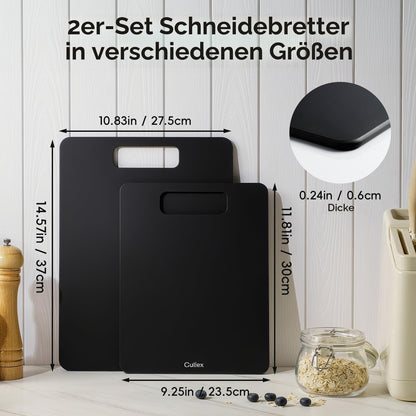 Culiex Holzfaser Schneidebrett 2er-Set, spülmaschinenfest, schwarz