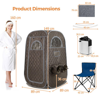 HOMASIS Tragbare Dampfsauna Saunazelt Set für Zuhause - Grau