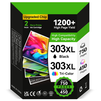 InkYeah 303XL Druckerpatronen kompatibel für HP 303, Schwarz & Farbe, 2er-Multipack