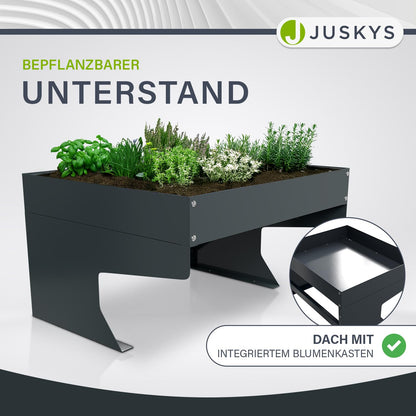 Juskys Mähroboter Garage Pflanzkasten Unterstand Anthrazit
