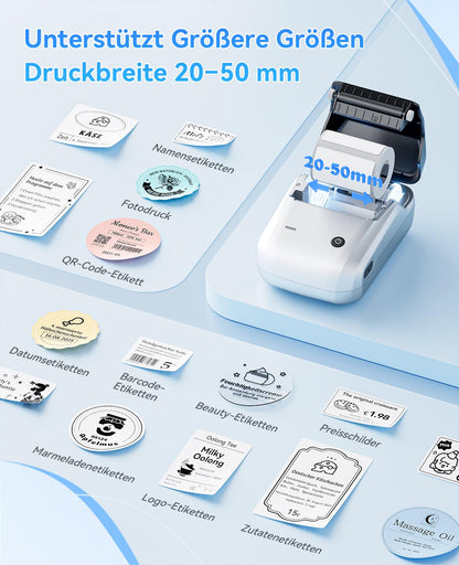NIIMBOT B1 Etikettendrucker Bluetooth mit 3 Etikettenrollen, Silber
